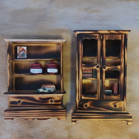 Doll House Wooden Furniture Set Book Shelf Kitchen Hutch - Picture 1 of 8